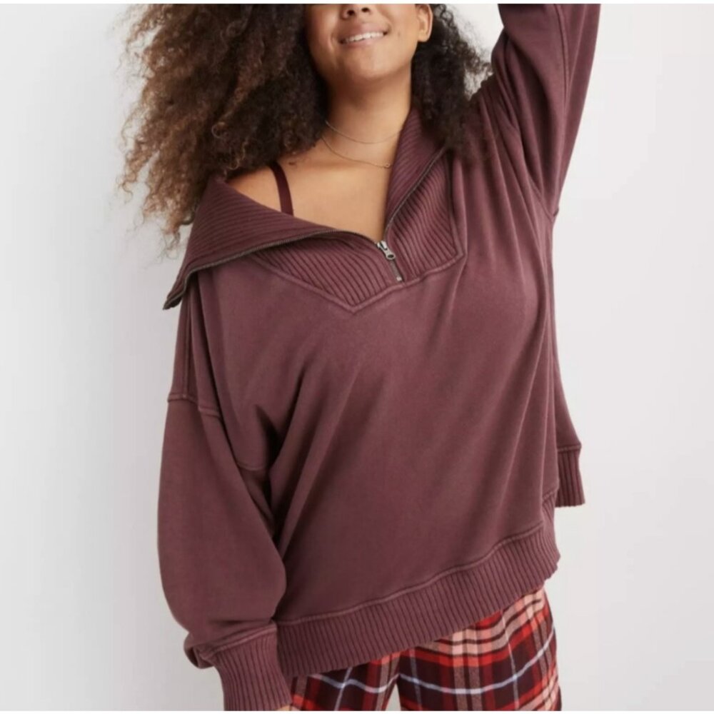 NWT Aerie Down to Earth Funnel Collar Quarter Zip Sweatshirt